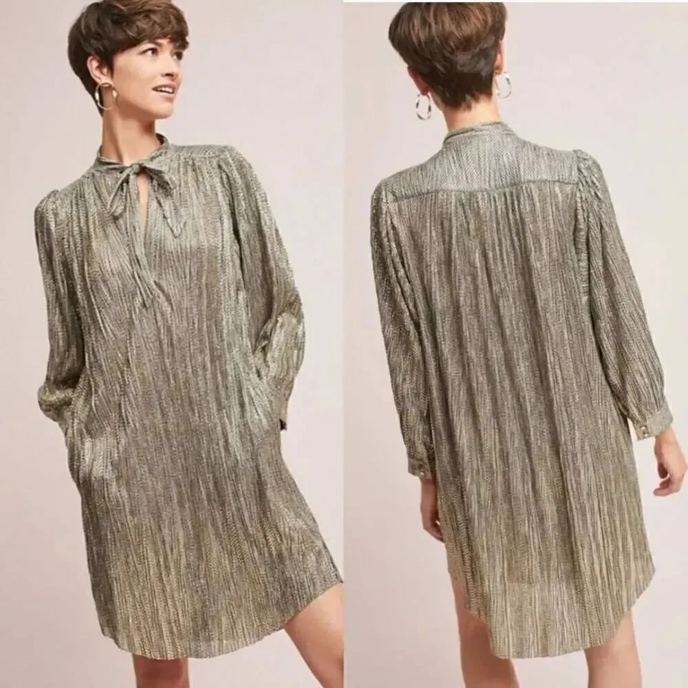 Anthropologie Tied Shimmer Tunic by Sabina Musayev Size S $148